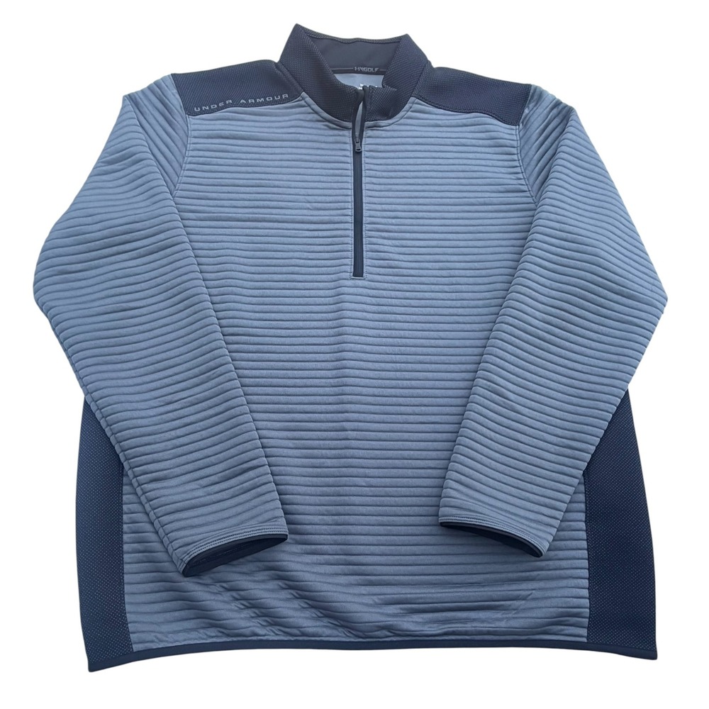 Under Armour Golf Pullover Mens XL Black Gray EUC 1/4 Zip Ribbed ColdGear